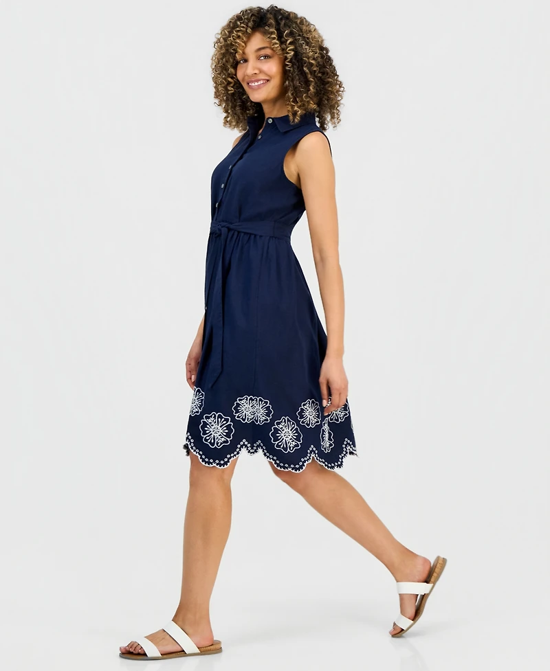 Style & Co Petite Sleeveless Scalloped-Hem Shirtdress, Macy's Exclusive