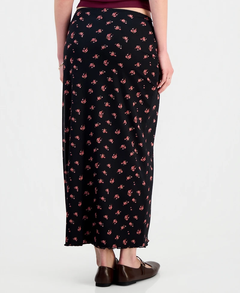 Hippie Rose Juniors' Printed Mesh Midi Skirt