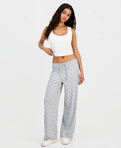 Hippie Rose Juniors' Pointelle Printed Drawstring Lounge Pants