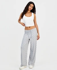Hippie Rose Juniors' Pointelle Printed Drawstring Lounge Pants