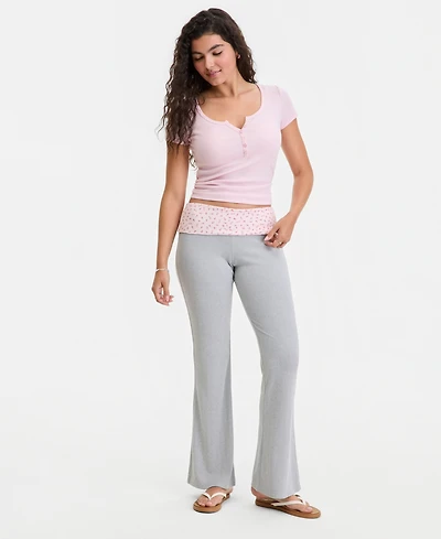 Hippie Rose Juniors' Foldover Flare-Leg Lounge Pants