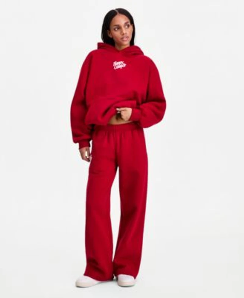 The Happy Camp3r Womens Puff Series Hooded Sweatshirt Wide Leg Sweatpant Matched Set