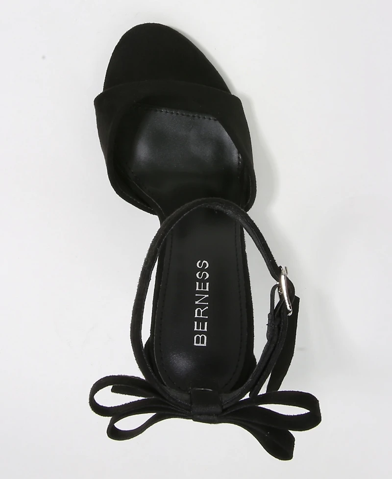 Berness Women's Fia Ankle Strap Heeled Sandal Adorned on the Back with a Double Bow