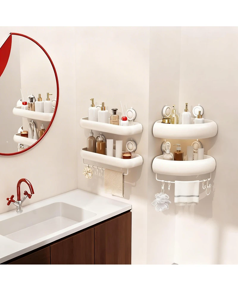 Yigii Shower Suction Cup Corner Shelves No Drilling Aluminum Bathroom Organizer