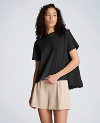 Kenneth Cole Women's Short-Sleeve High-Low Pleated Back T-Shirt