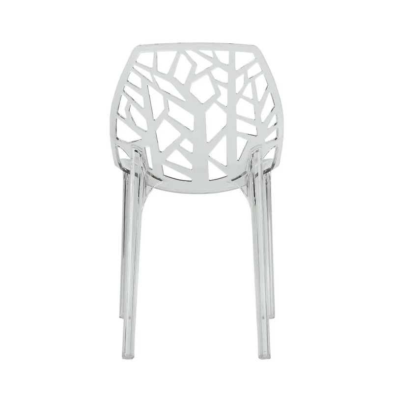 LeisureMod Cornelia Modern Spring Cut-Out Tree Design Stackable Dining Chair