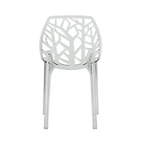 LeisureMod Cornelia Modern Spring Cut-Out Tree Design Stackable Dining Chair
