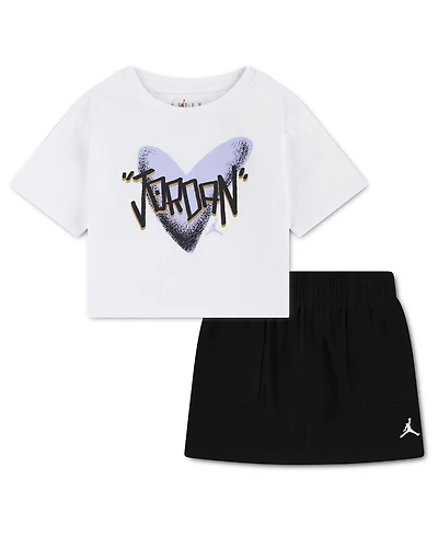 Jordan Boys' Toddler 2T-4T Heart T-Shirt and Skort, 2-Piece Set