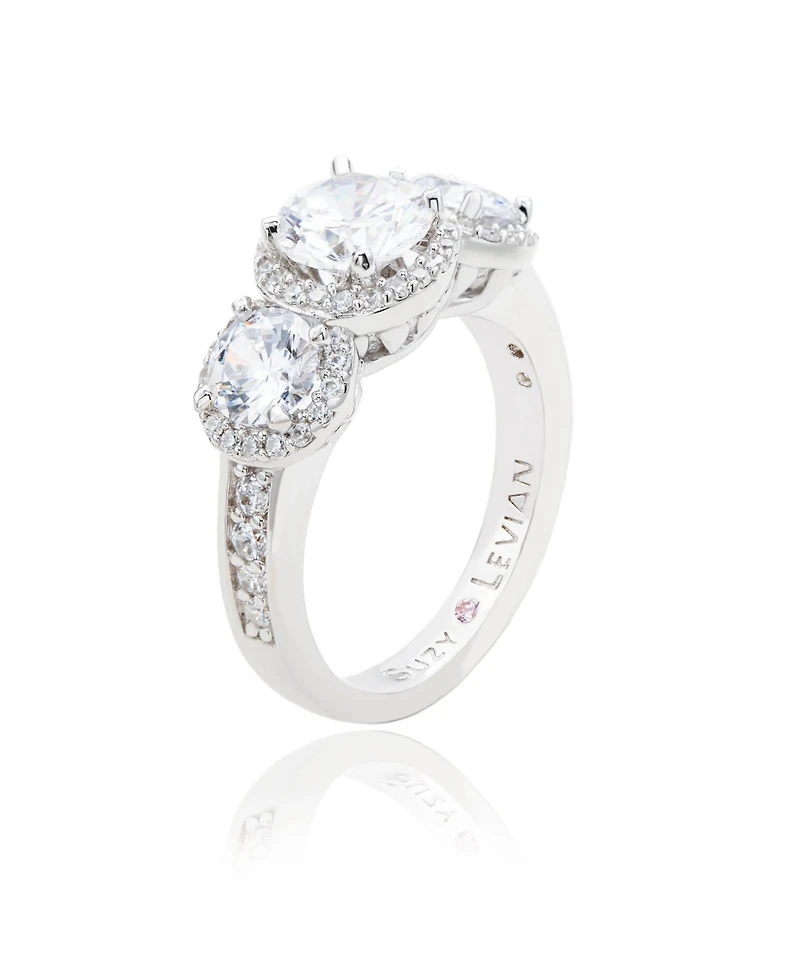 Suzy Levian Sterling Silver Cubic Zirconia Double Butterfly Ring