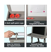 Kinder King Art Easel for Kids, 3 in 1 Toddler Easel w/Whiteboard, Chalkboard & Paper Roll
