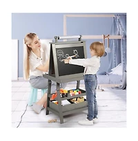 Kinder King Art Easel for Kids, 3 in 1 Toddler Easel w/Whiteboard, Chalkboard & Paper Roll