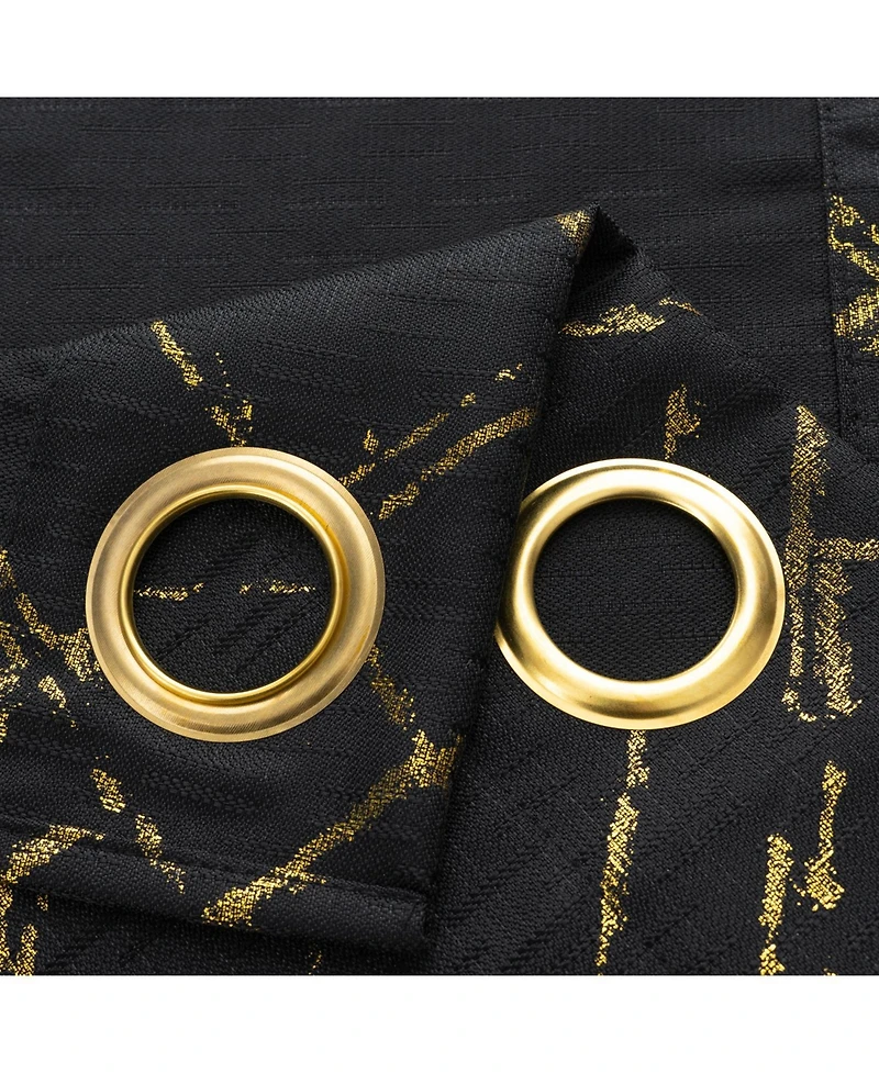 Rt Designers Collection Soho Foil Jacquard Polyester Window Curtain Grommet Panel 52" x 90