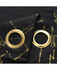 Rt Designers Collection Soho Foil Jacquard Polyester Window Curtain Grommet Panel 52" x 90