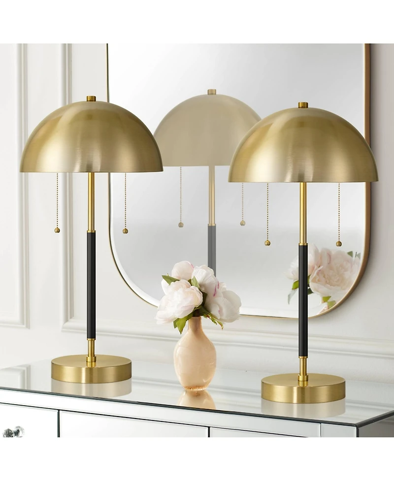 360 Lighting Pierre 23"H Metal Dome Pull Chain Usb Table Lamp Set of 2