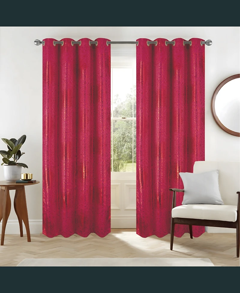 Rt Designers Collection Helena Halo Foil Blackout Polyester Window Curtain Grommet Panel 52" x 84