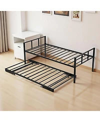 Gouun Daybed with Trundle Metal Bed Frame for Guest Rooms