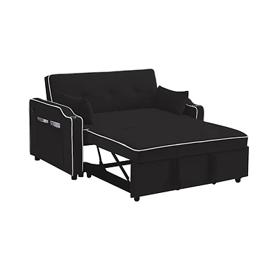 gaomon Velvet Sleeper Sofa Bed, 3-in-1 Convertible Loveseat with Cupholder, Usb Port and Adjustable Backrest