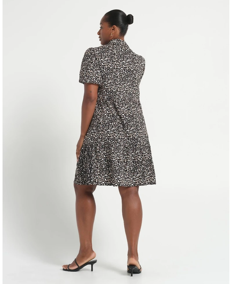 Estelle Women's Plus Abstract Geo Mini Shirt Dress