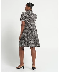 Estelle Women's Plus Abstract Geo Mini Shirt Dress