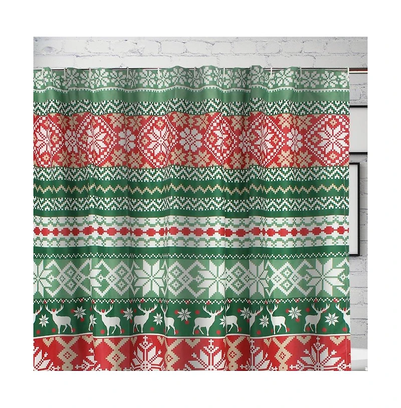 Greenland Home Fashions Fair Isle with Reinforced Buttonholes Shower Curtain
