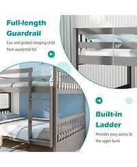 Gouun Full over Full Bunk Bed Platform Wood Bed with Ladder