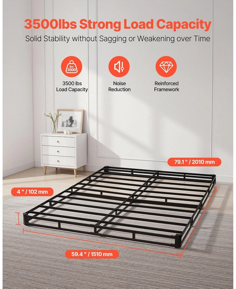 Gouun Low Profile Box Spring Foundation with Steel Frame and Cover