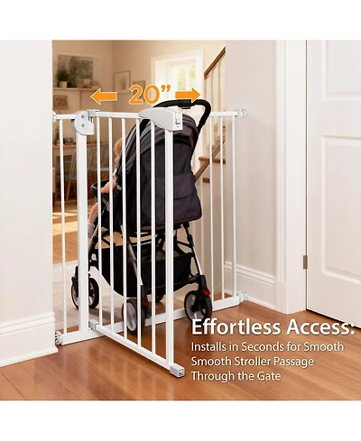 Aostirmotor Double Door Baby Safety Gate for Stairs and Doorways, Adjustable 29.5"-45.3" with Extensions, Auto Close, Pressure Mounted