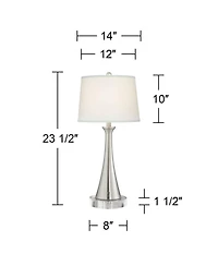 360 Lighting Karl Modern Table Lamps Set of 2 with Round Risers 29" Tall Brushed Nickel Usb and Ac Power Outlet in Base for Bedroom House