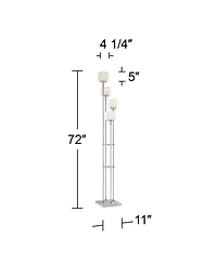Possini Euro Design Modern Tree Floor Lamp with Usb Charging Port 4-Light 72" Tall Brushed Nickel Glass Shade Living Room Reading