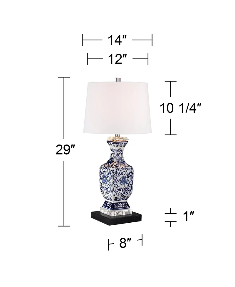 Barnes & Ivy 28" Tall Iris Asian Floral Jar Table Lamp with Marble Base
