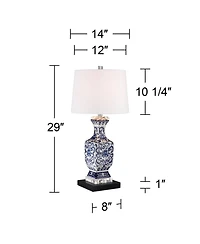 Barnes & Ivy 28" Tall Iris Asian Floral Jar Table Lamp with Marble Base