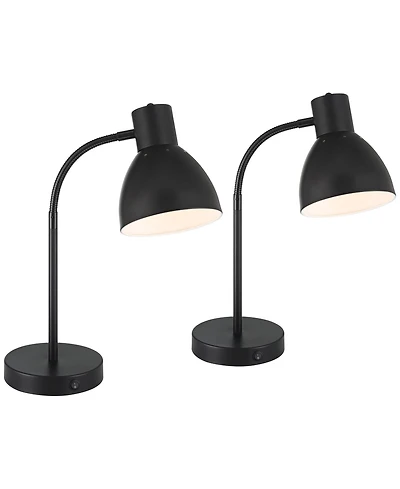 360 Lighting Piper 24" High Gooseneck Small Modern Desk Lamps Set of 2 Usb Port Metal Home Office Living Room Charging