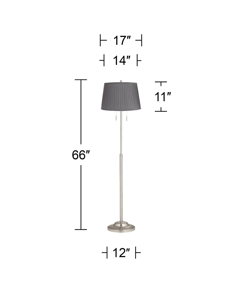 360 Lighting Abba Modern 66" Tall Standing Floor Lamp Pole Pull Chain Metal Brushed Nickel Finish