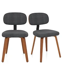 Gymax Dining Chairs Set of 2 w/Curved Backrest Padded Seat for Room Living