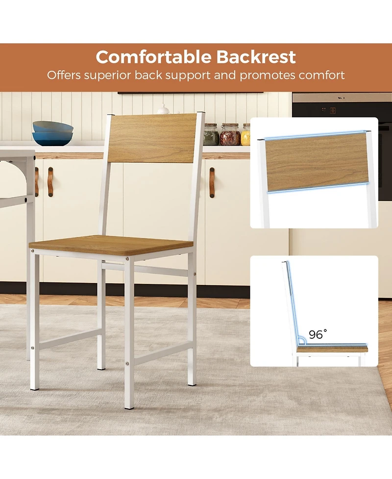 Gymax Set of 4 Dining Chairs w/Metal Legs Slanted Back Wide Seat for Living Room