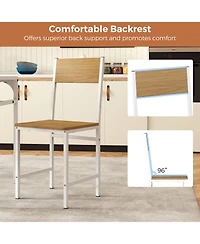 Gymax Set of 4 Dining Chairs w/Metal Legs Slanted Back Wide Seat for Living Room