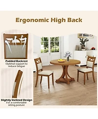Gymax Dining Chairs Set of w/Rubber Wood Frame Padded Seat and Backrest for Kitchen