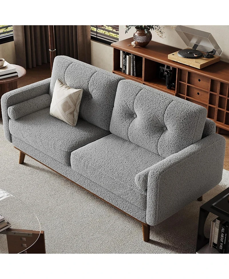 gaomon 65" Loveseat Sofa, Boucle Upholstered 2-Seater Couch with Deep Seat for Small Spaces