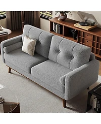 gaomon 65" Loveseat Sofa, Boucle Upholstered 2-Seater Couch with Deep Seat for Small Spaces