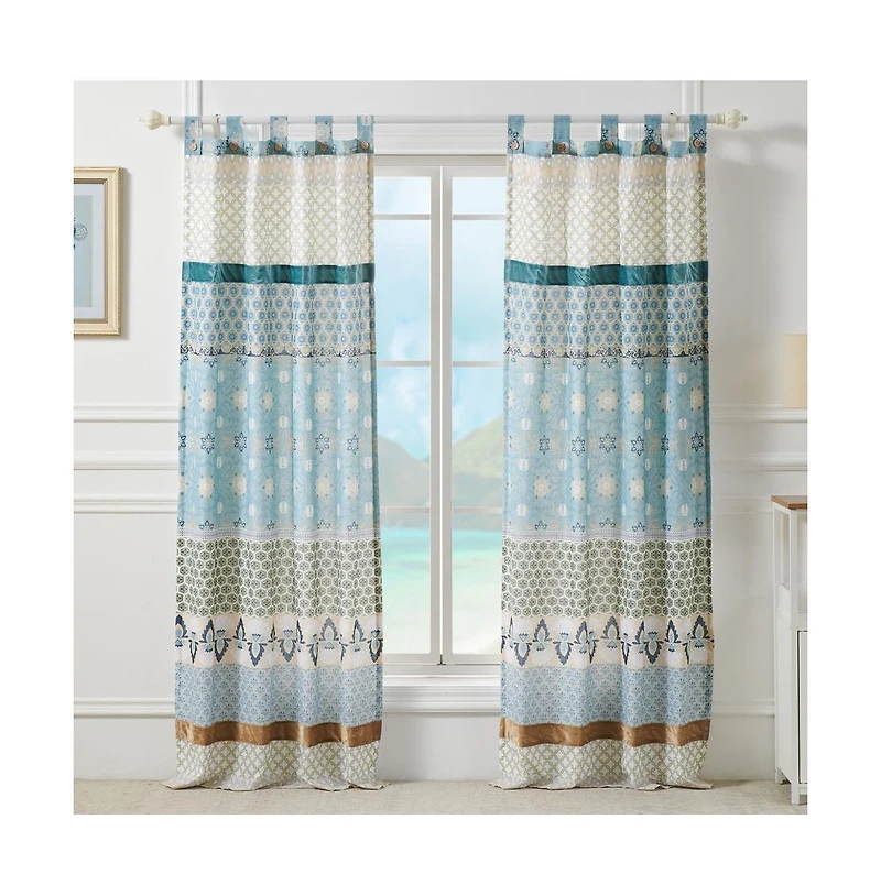 Greenland Home Fashions Thalia Stylized Florals and Geometric Prints Bohemian Ultimate Comfort Panel Pair Each Panel 42"x84"