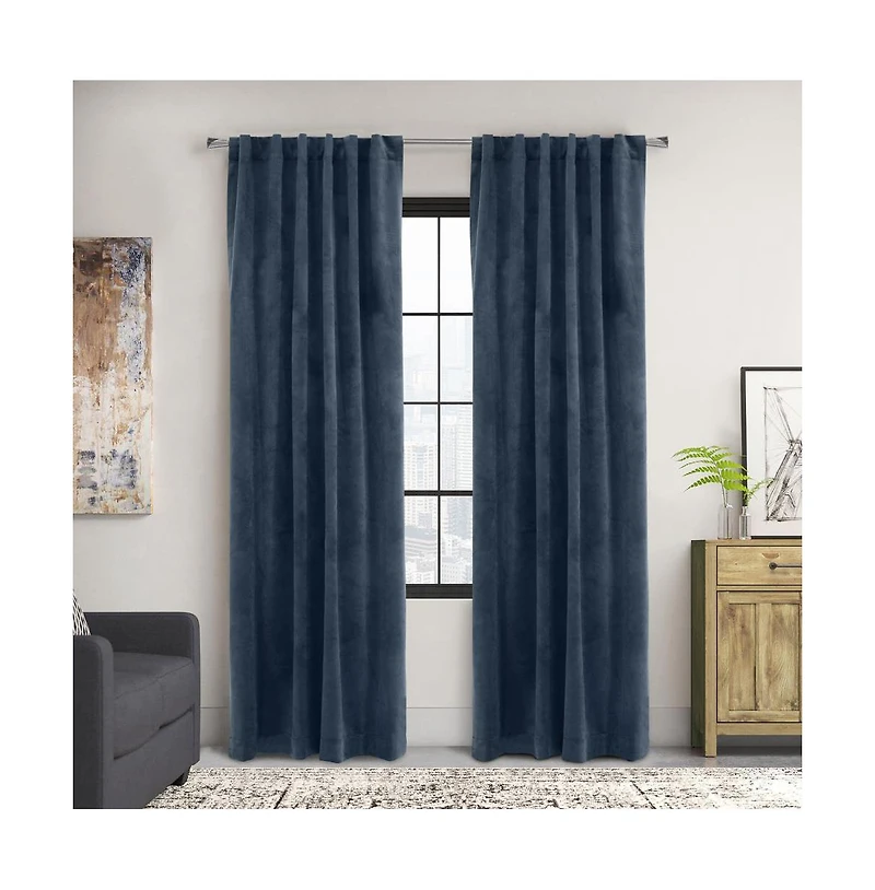 Thermaplus Seren Room Darkening Window Treatment Dual Header Curtain Panel for Bedroom Livingroom