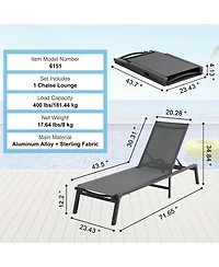 Gouun 5-Position Adjustable Aluminum Folding Chaise Lounge Chair for Patio and Pool