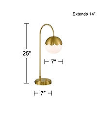 360 Lighting Kelowna 25" High Modern Desk Lamp Usb Port Ac Power Outlet Antique Brass Finish Metal