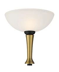 Possini Euro Design Burbank Modern Art Deco Torchiere Floor Lamp with Riser 74 1/2" Tall Brass Frosted Glass Shade for Living Room