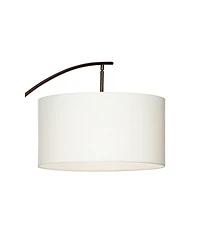 Possini Euro Design Modern Arc Floor Lamp with Usb Charging Port 69" Tall Bronze Drum Shade Adjustable Arm Living Room