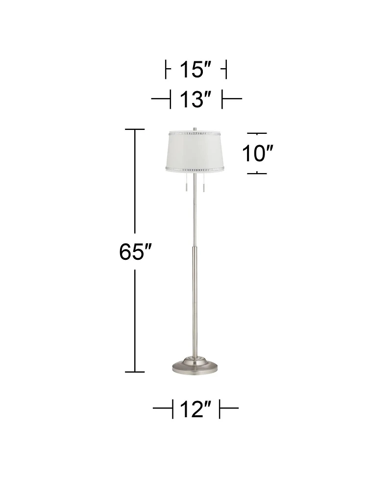 360 Lighting Abba Modern Floor Lamp Standing 65" Tall Brushed Nickel Metal Crystal Beaded for Living Room Bedroom Office House Home