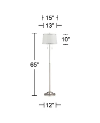 360 Lighting Abba Modern Floor Lamp Standing 65" Tall Brushed Nickel Metal Crystal Beaded for Living Room Bedroom Office House Home