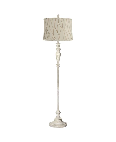 360 Lighting Colonnade Traditional Cottage 60" Tall Standing Floor Lamp Metal Antique Office Drum Kinmen Cream Shade