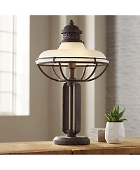 Franklin Iron Works 26.5" Tall Rustic Industrial Table Lamp with Usb Dimmer