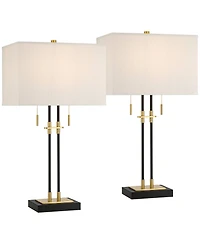 Franklin Iron Works Stefano 30 1/4"H 2-Light Pull Chain Usb Table Lamp Set of 2
